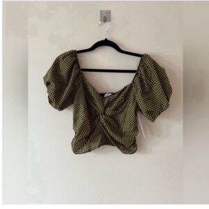 Lily Star Black & Yellow Gingham Cropped Top NWT M